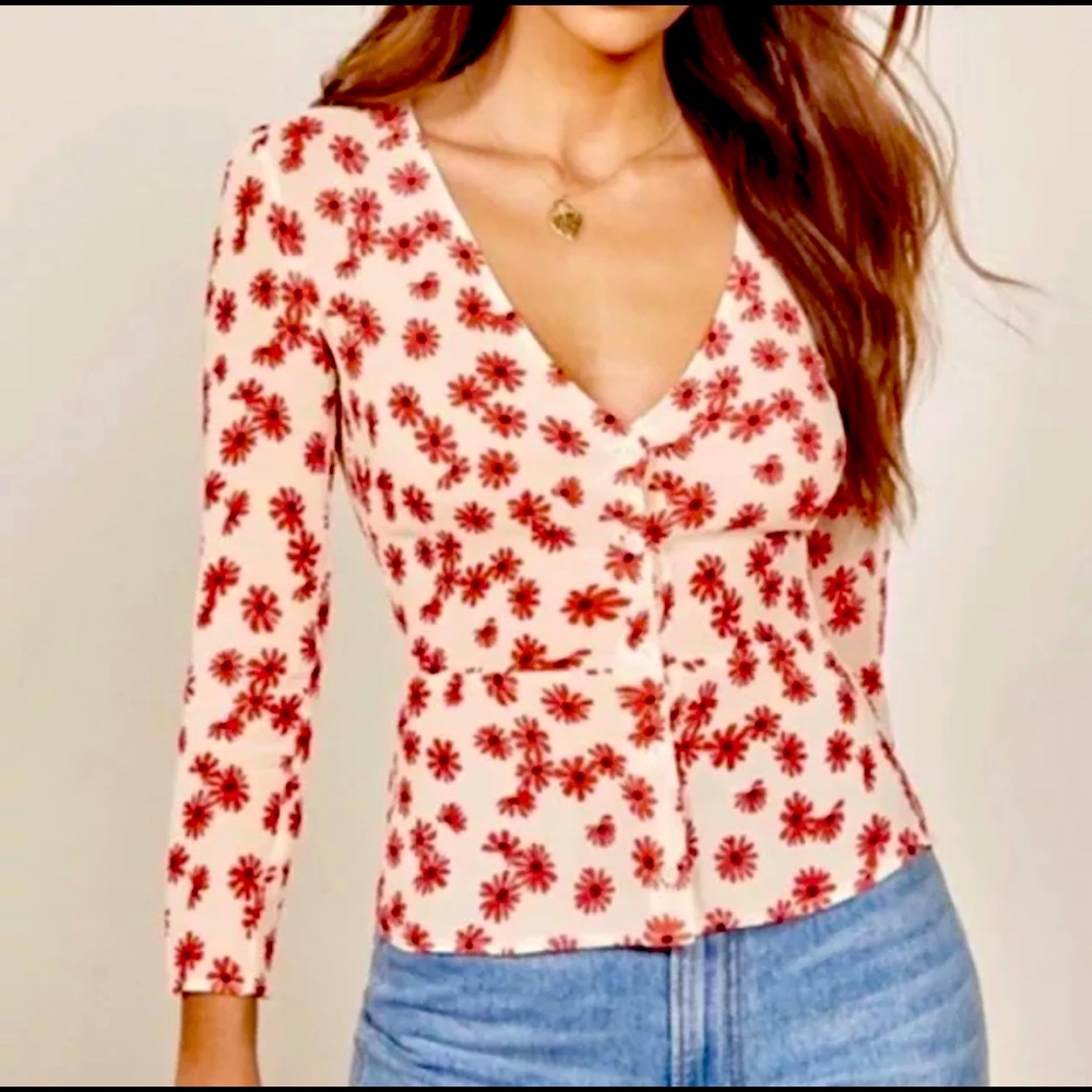 Reformation Jemma Button front top